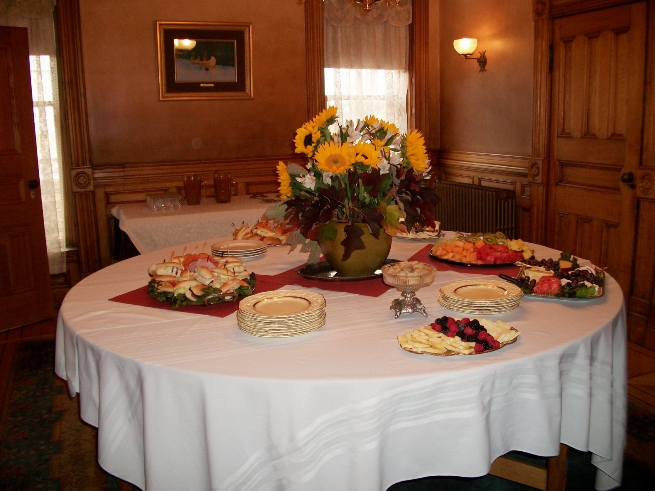 board room table set up for facility use